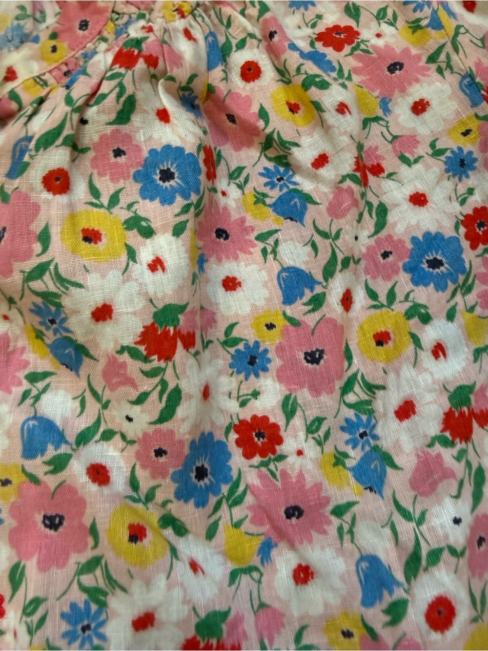 Boden Floral 100% Linen Smocked Puff Sleeve Blouse US 20/22 - Picture 4 of 11